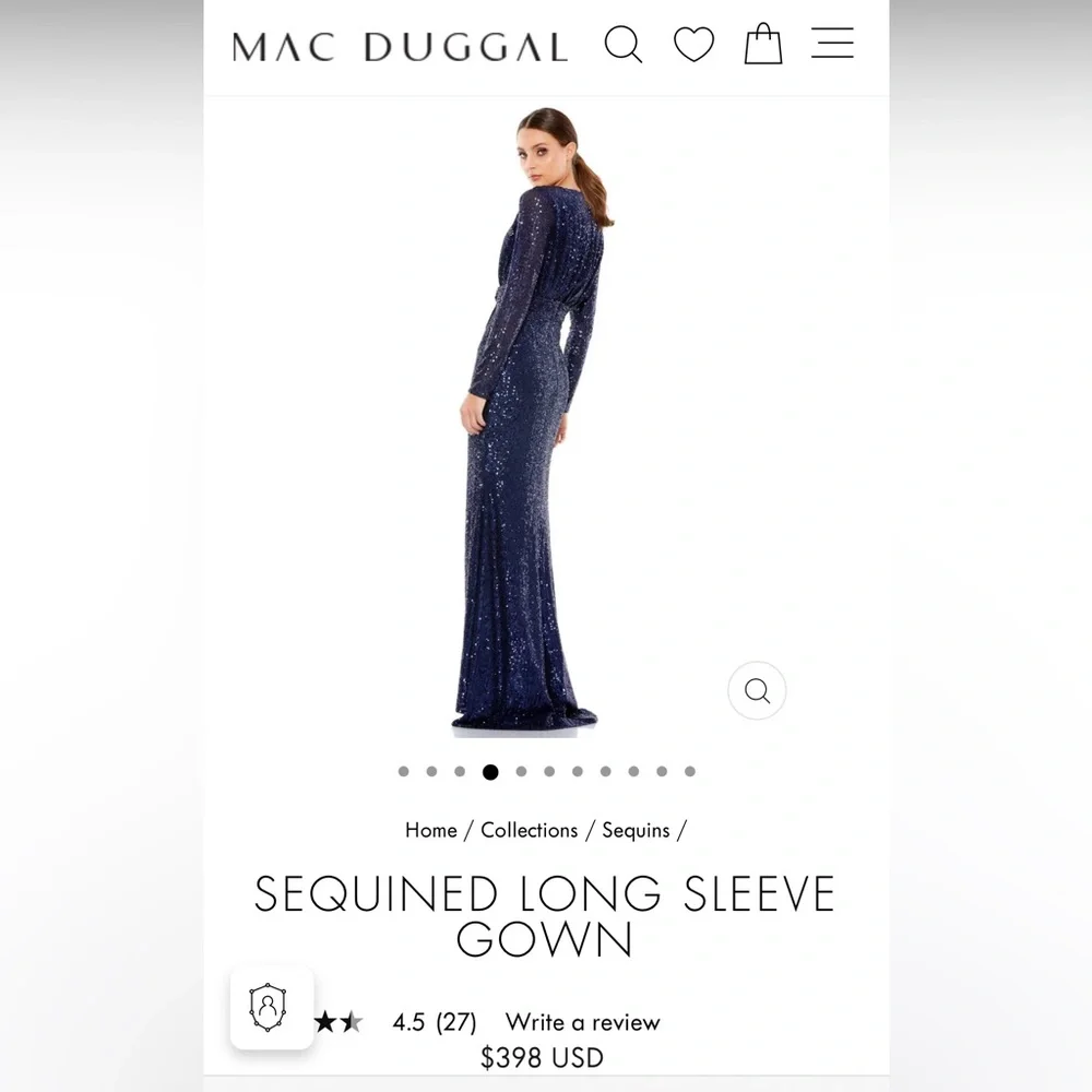 Mac Duggal - SEQUINED LONG SLEEVE GOWN - Picture 2 of 4